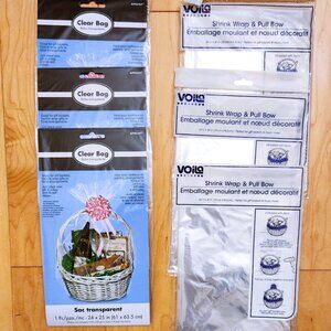 x6 Voila + Amscan Transparent Clear Sac Shrink Gift Basket Bags Bundle Lot Set